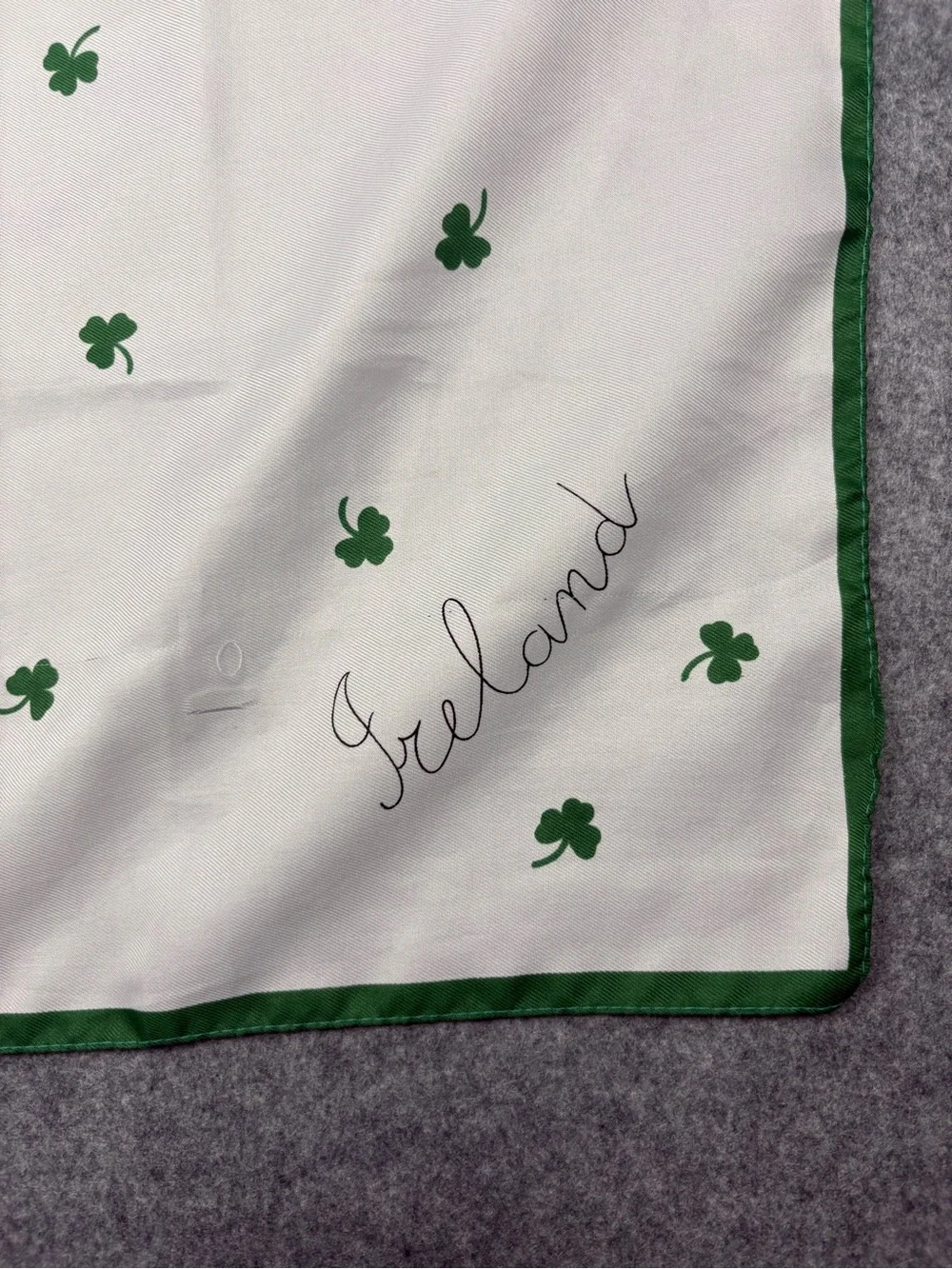 Ireland Shamrock Clover Green White Square Scarf 27”
